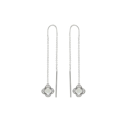 Marilyn Clover Earrings by Lauren G Adams; silver-tone threader with crystal-clover pendant on Tampa Home & Garden Store