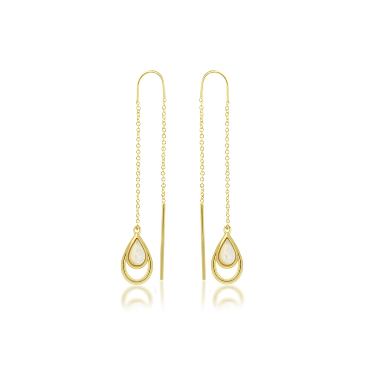 Gold-tone Marilyn Earrings by Lauren G Adams, pearl teardrop pendant threader style on Tampa Home & Garden Store