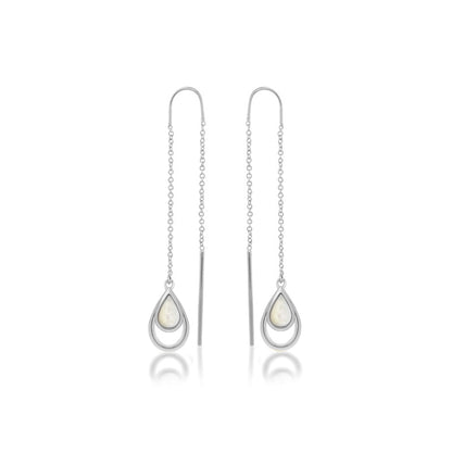 Marilyn Earrings by Lauren G Adams, silver-tone drop earrings with teardrop pearl pair on Tampa Home & Garden Store