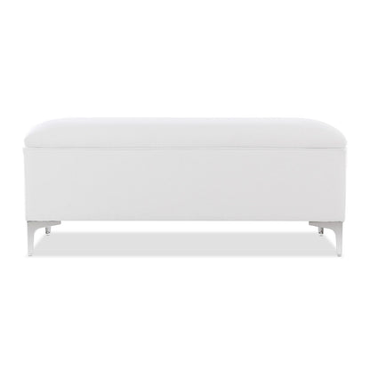 Madelyn storage bench white dye, white upholstered bench with metal legs by HouseOfZazla on Tampa Home & Garden Store