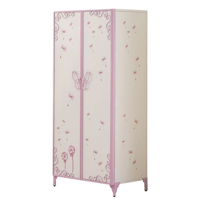 Priya II synthetic leather purple wardrobe, triple wardrobe with cream panels and pink trim on Tampa Home & Garden Store