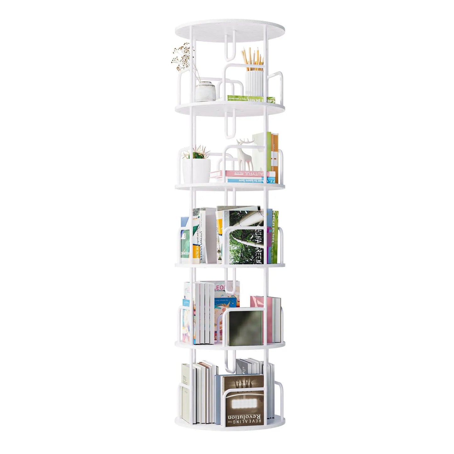 Rotating Bookshelf Tower 5 Tier Spinning Shelf