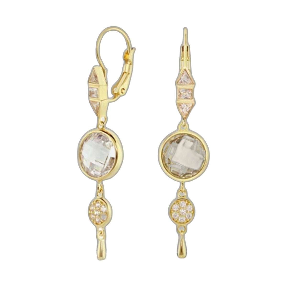 Delicato Collection earrings, gold-tone drop earrings with clear crystals in square settings by Lauren G Adams on Tampa Home & Garden Store