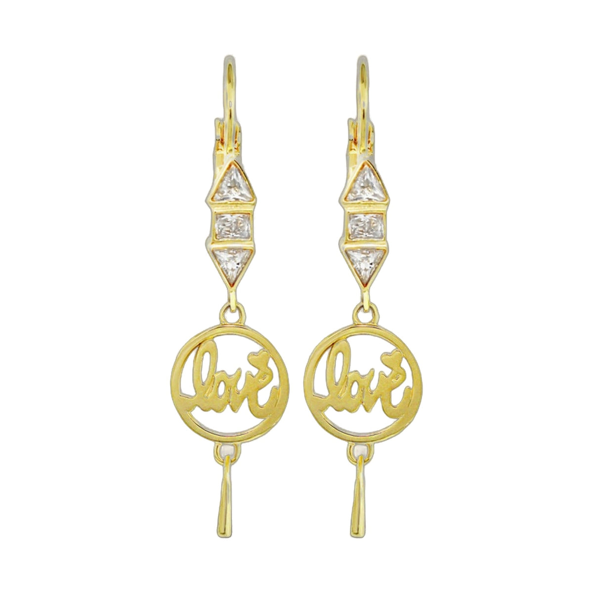 Delicato Design Earrings gold-tone dangle with diamonds and Love Lauren G Adams on Tampa Home & Garden Store
