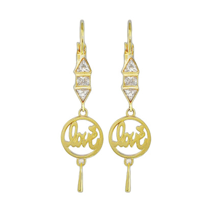 Delicato Design Earrings gold-tone dangle with diamonds and Love Lauren G Adams on Tampa Home & Garden Store