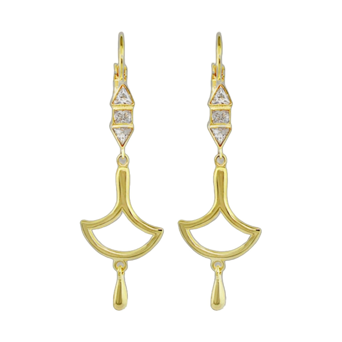 Delicato Design Earrings by Lauren G Adams, gold-tone dangle earrings with crystal accents, pair on Tampa Home & Garden Store