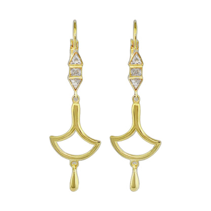 Delicato Design Earrings by Lauren G Adams, gold-tone dangle earrings with crystal accents, pair on Tampa Home & Garden Store