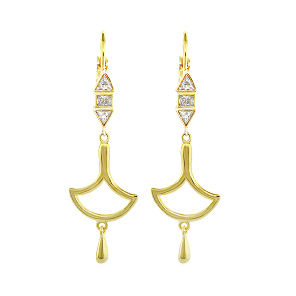 Delicato Design Earrings gold-tone dangle with crescent pendant and teardrop charm pair on Tampa Home & Garden Store