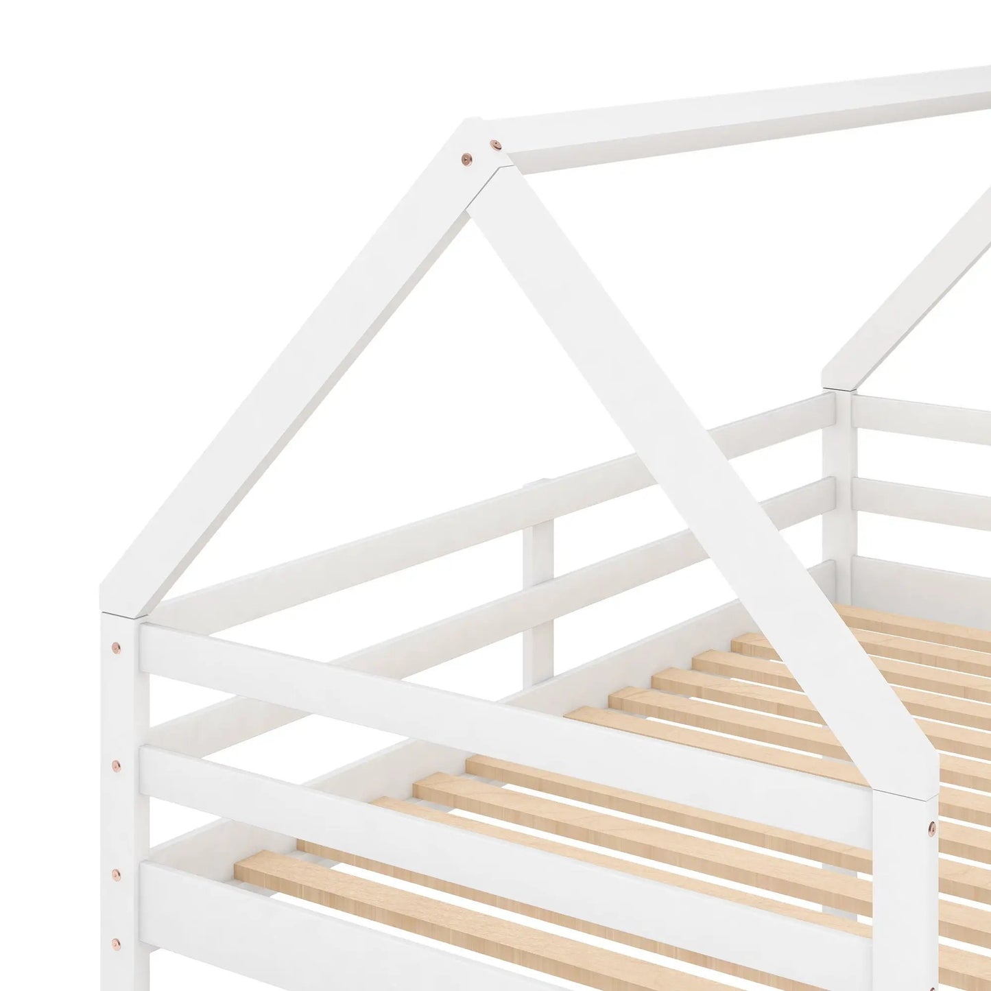 Low Bunk Bed with House Frame and Ladder