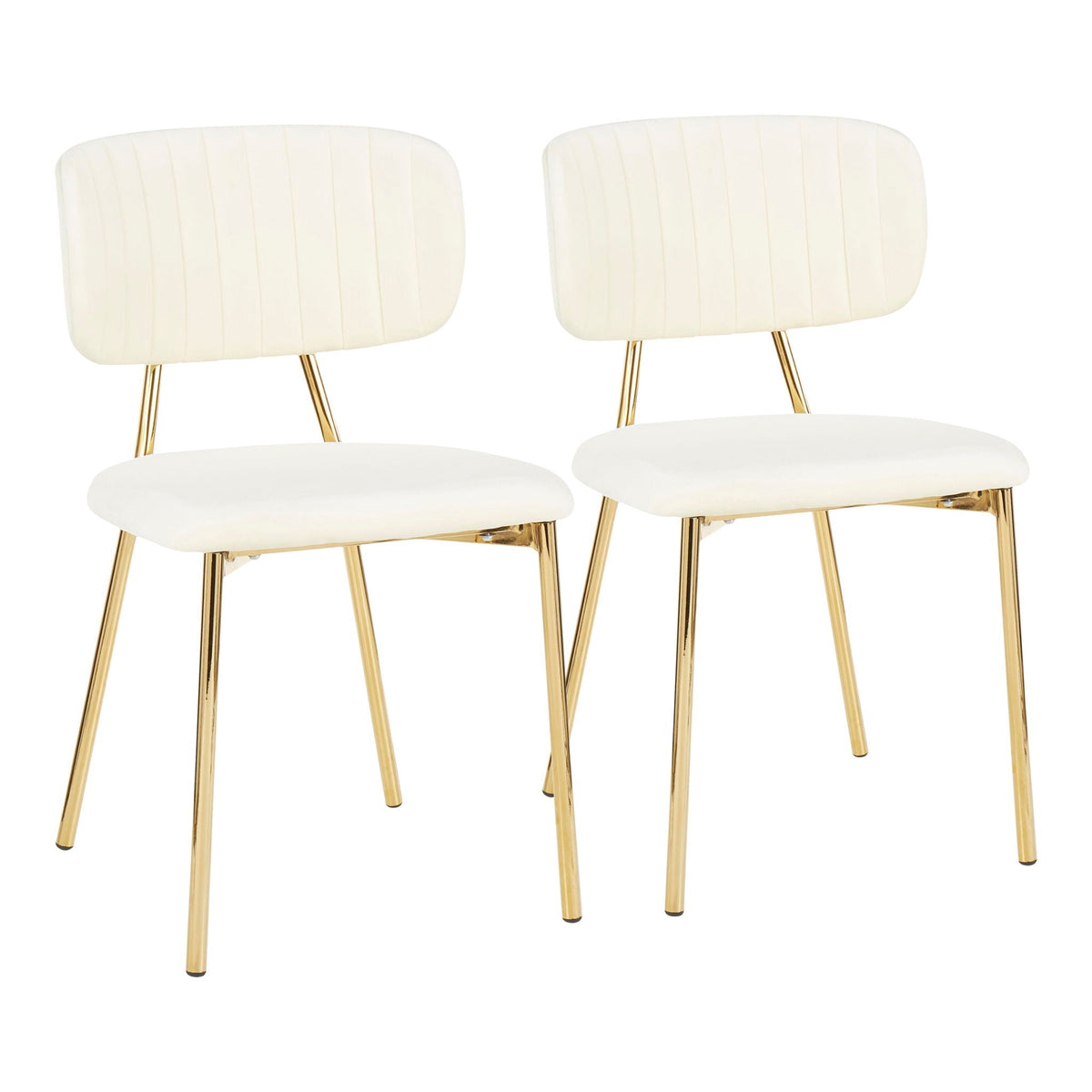 Contemporary Glam Chair Set of 2 cream tufted upholstery with gold metal legs HouseOfZazla on Tampa Home & Garden Store