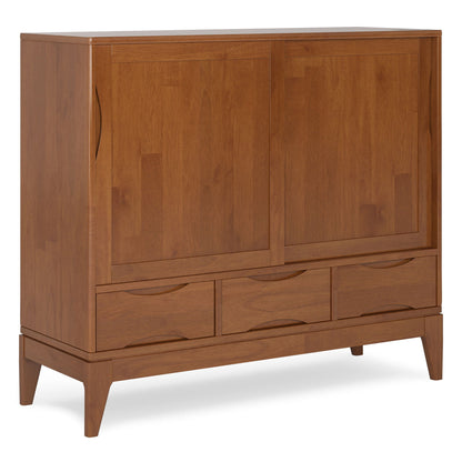 Harper handcrafted medium storage cabinet in warm wood finish with panel doors by HouseOfZazla on Tampa Home & Garden Store