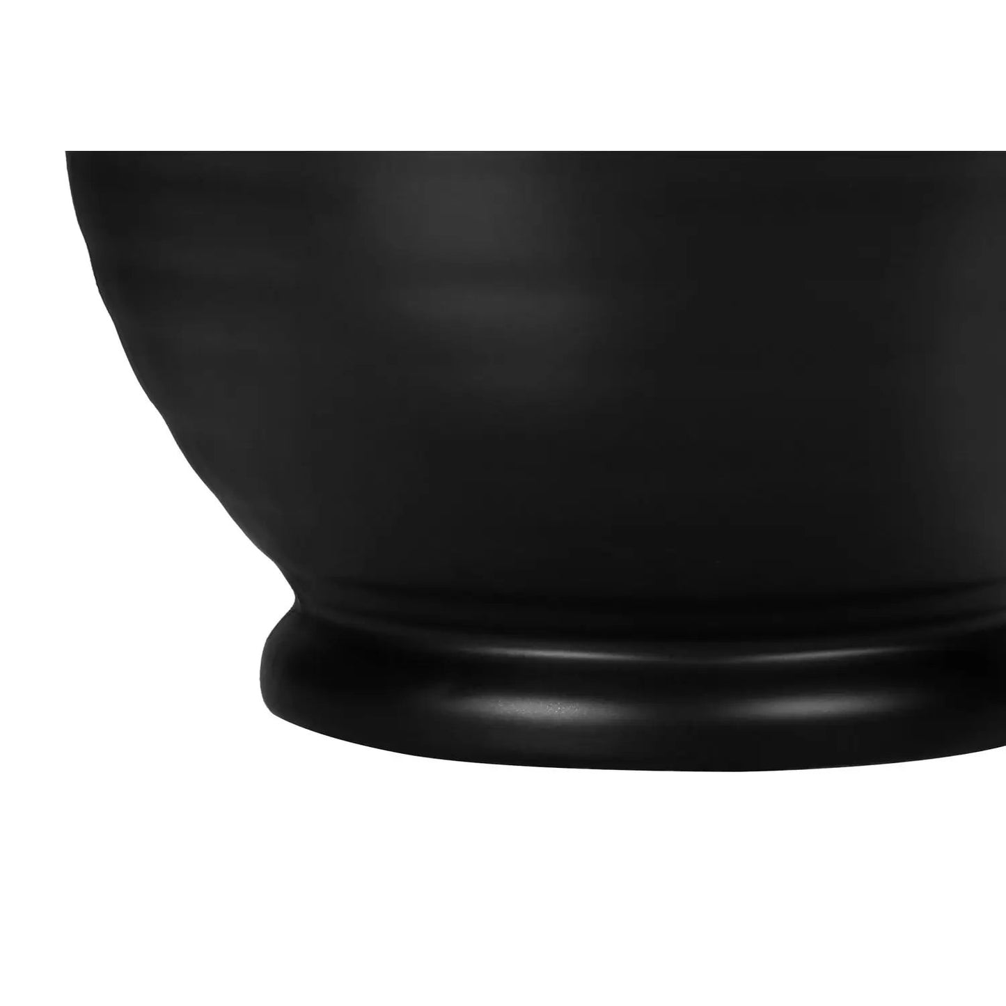 Table lamp ceramic black base, round pedestal style, close-up on Tampa Home & Garden Store