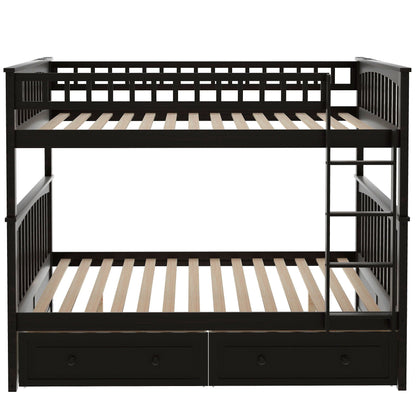HouseOfZazla bunk bed with drawers, convertible, dark espresso finish, ladder and rails on Tampa Home & Garden Store