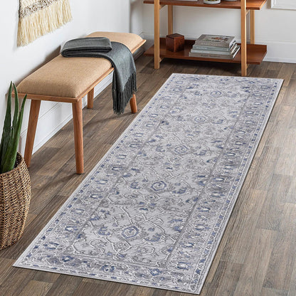 Marfi Trendy Oriental Rug runner in gray-blue ornate pattern by Unique Piece Furniture on Tampa Home & Garden Store