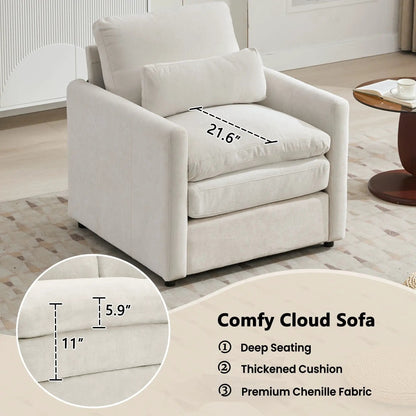 Cloud Sofa Set couch, a 3-piece living room set with deep seating and chenille fabric on Tampa Home & Garden Store