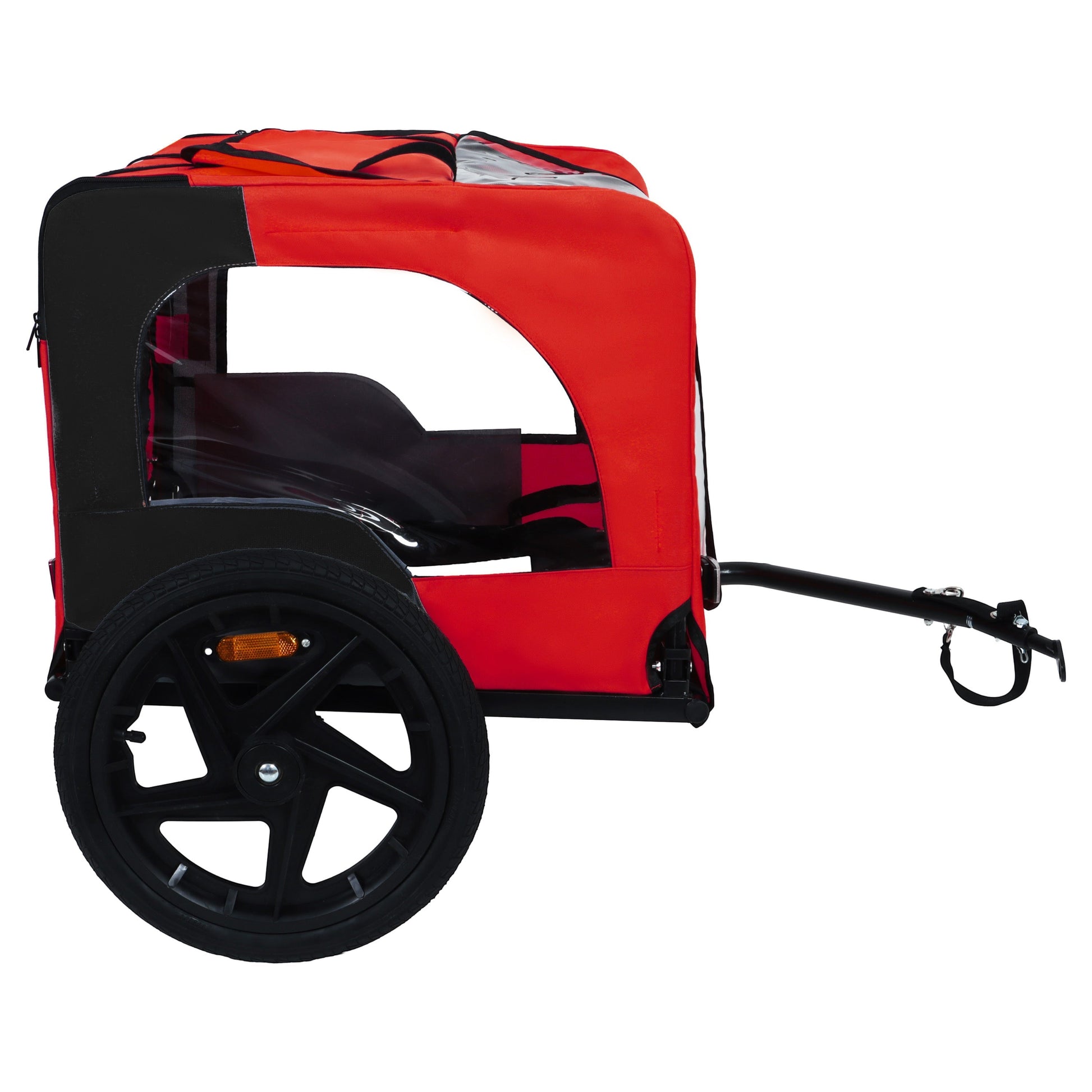 Pet Bike Trailer Dog Cart red fabric with black frame and large wheel, hitch, HouseOfZazla on Tampa Home & Garden Store