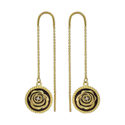 Rosie Passion Earrings — Black Rose Threader, gold-tone chain, Lauren G Adams on Tampa Home & Garden Store