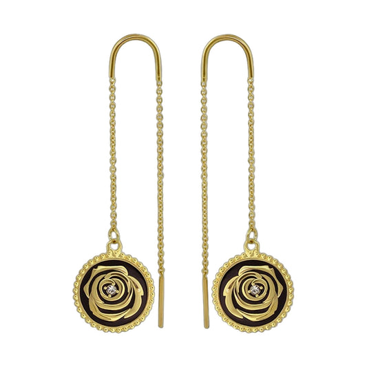 Rosie Passion Earrings — Black Rose Threader, gold-tone chain, Lauren G Adams on Tampa Home & Garden Store
