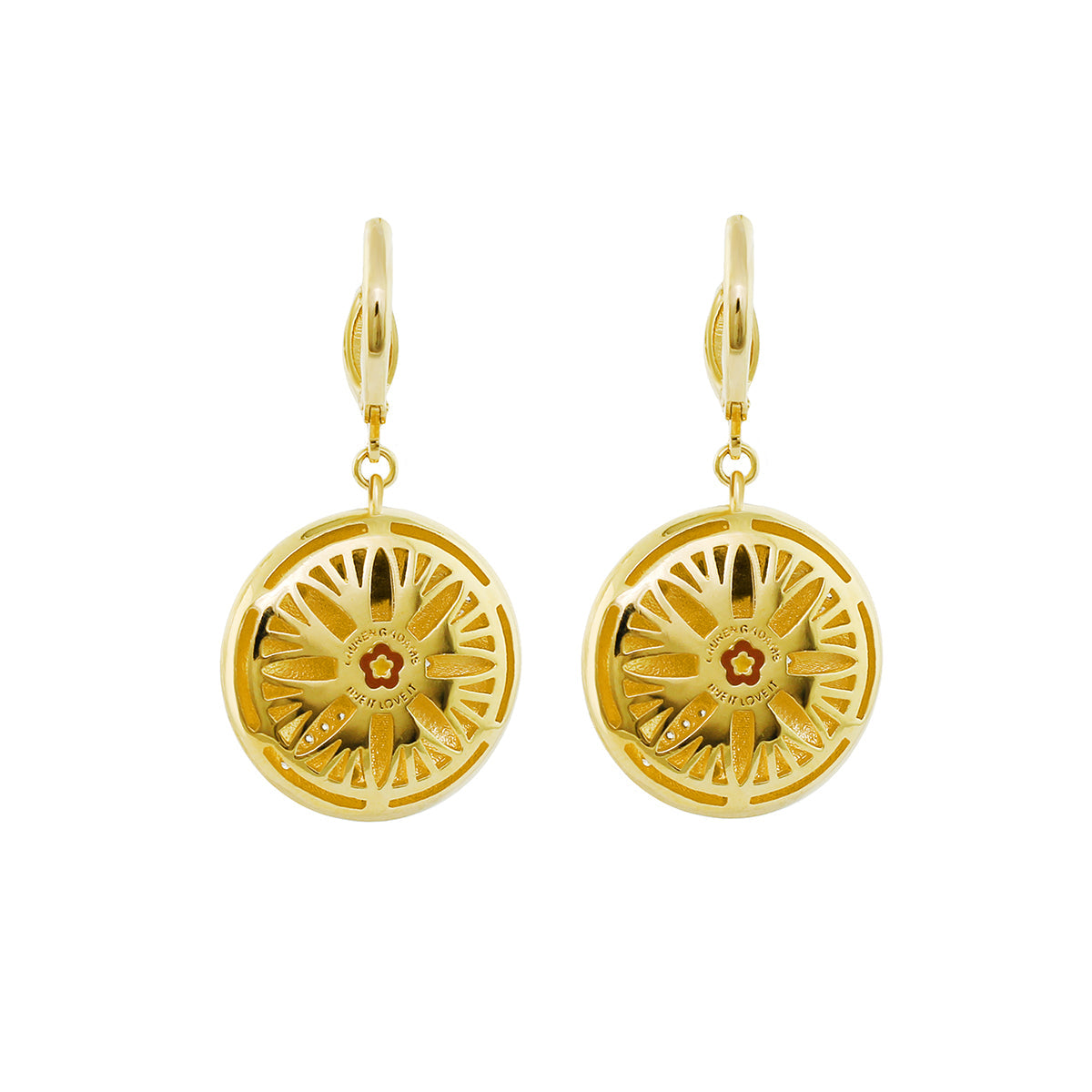 Blue Dream Earrings — Pavé Wave Disc Drop, gold-tone earrings by Lauren G Adams, pair on Tampa Home & Garden Store