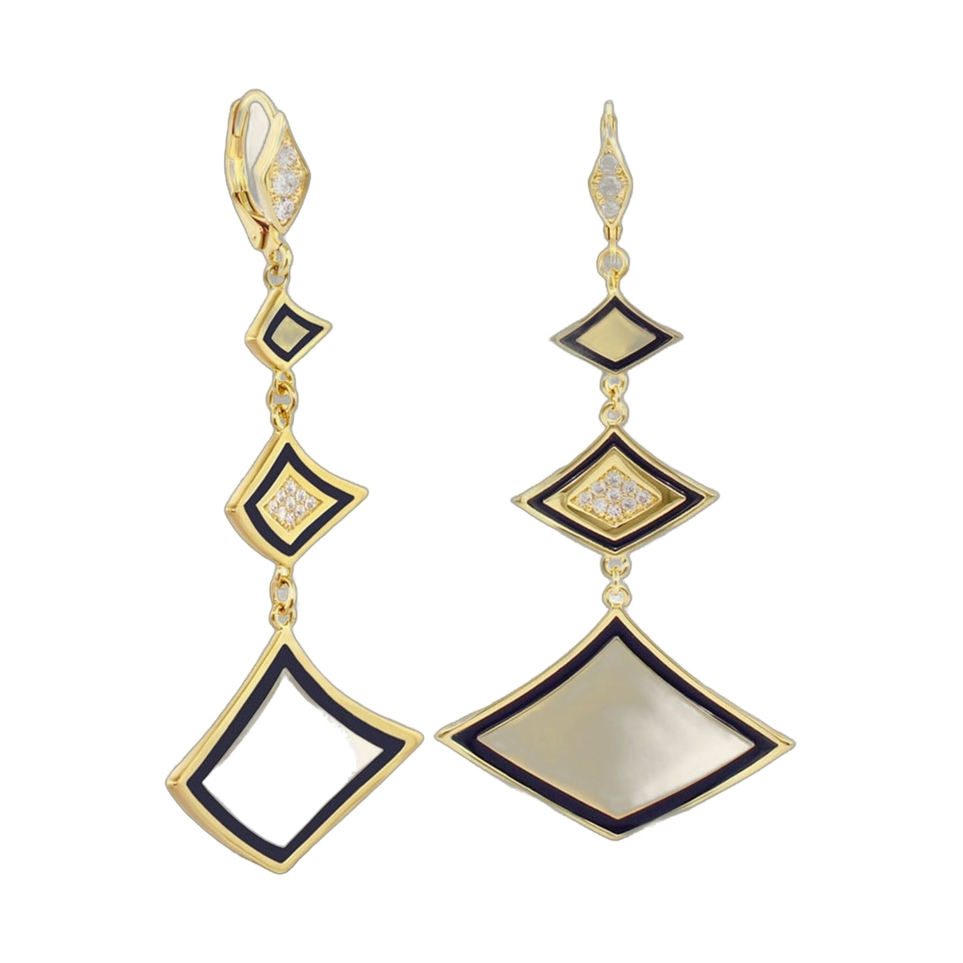Imagine Thai Earrings pair by Lauren G Adams in gold tone with black enamel and crystal accents on Tampa Home & Garden Store