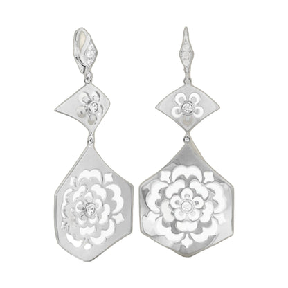 Lux Earrings chandelier drops by Lauren G Adams, silver floral filigree pendants, pair on Tampa Home & Garden Store