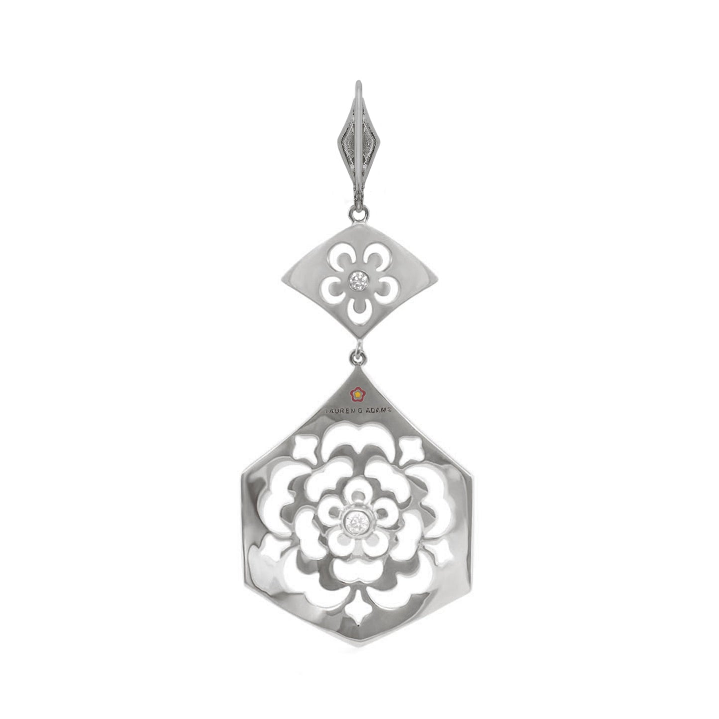 Lux chandelier earring, silver-tone with floral filigree diamond pendant by Lauren G Adams on Tampa Home & Garden Store