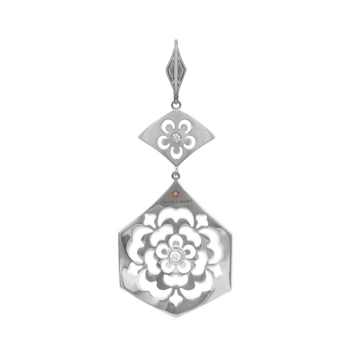 Lux chandelier earring, silver-tone with floral filigree diamond pendant by Lauren G Adams on Tampa Home & Garden Store