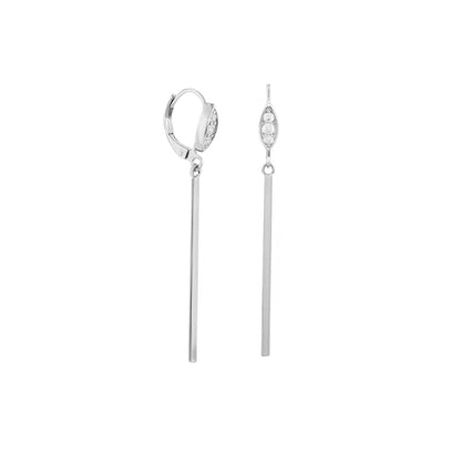 Lux Earring, Lauren G Adams; silver-tone drop earrings with slender bars and pavé top on Tampa Home & Garden Store