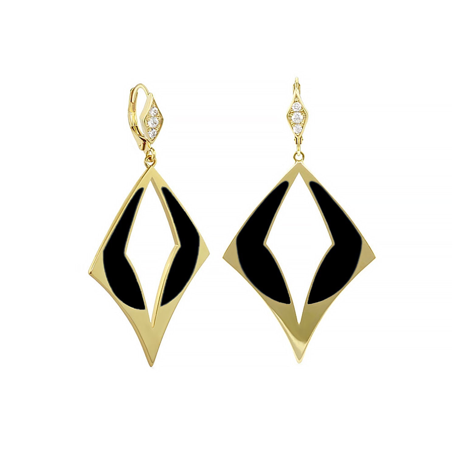 Imagine Thai Earrings, gold-tone diamond-shaped dangles with black enamel by Lauren G Adams on Tampa Home & Garden Store