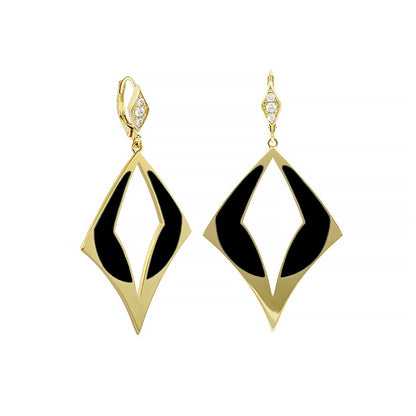 Imagine Thai Earrings, gold-tone diamond-shaped dangles with black enamel by Lauren G Adams on Tampa Home & Garden Store