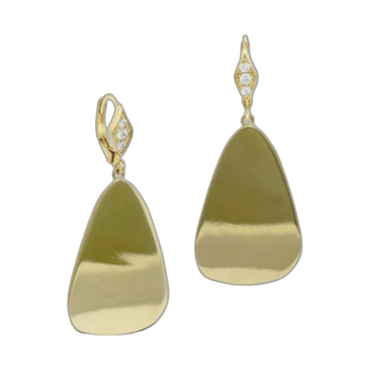 Lux chandelier earrings pair in gold-tone with olive teardrop drops and diamond-accent bail on Tampa Home & Garden Store
