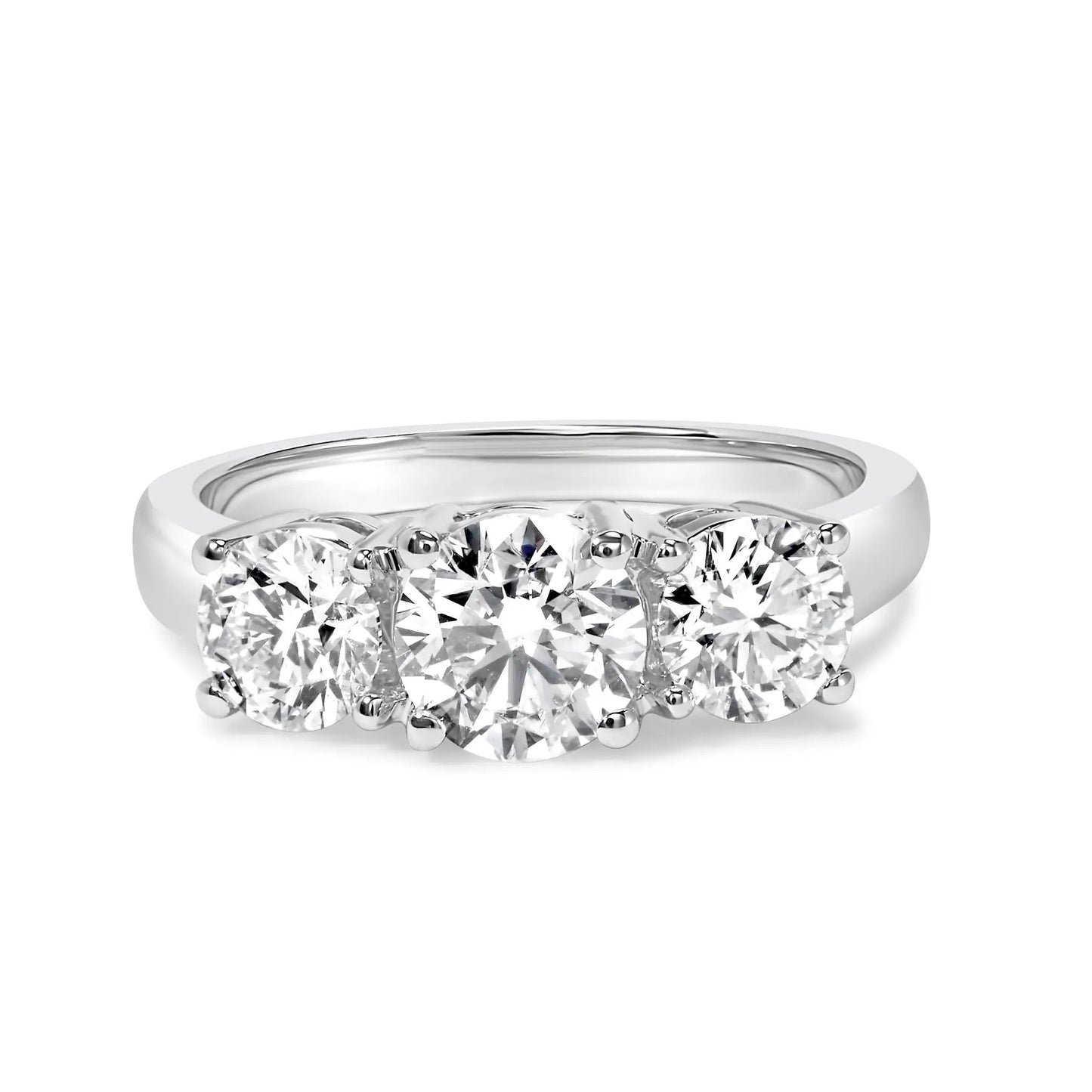 14K white gold 3-stone lab-grown diamond ring, 2.00 cttw, F-G color, VS1-VS2 clarity, size 7 on Tampa Home & Garden Store