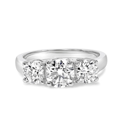 14K white gold 3-stone lab-grown diamond ring, 2.00 cttw, F-G color, VS1-VS2 clarity, size 7 on Tampa Home & Garden Store