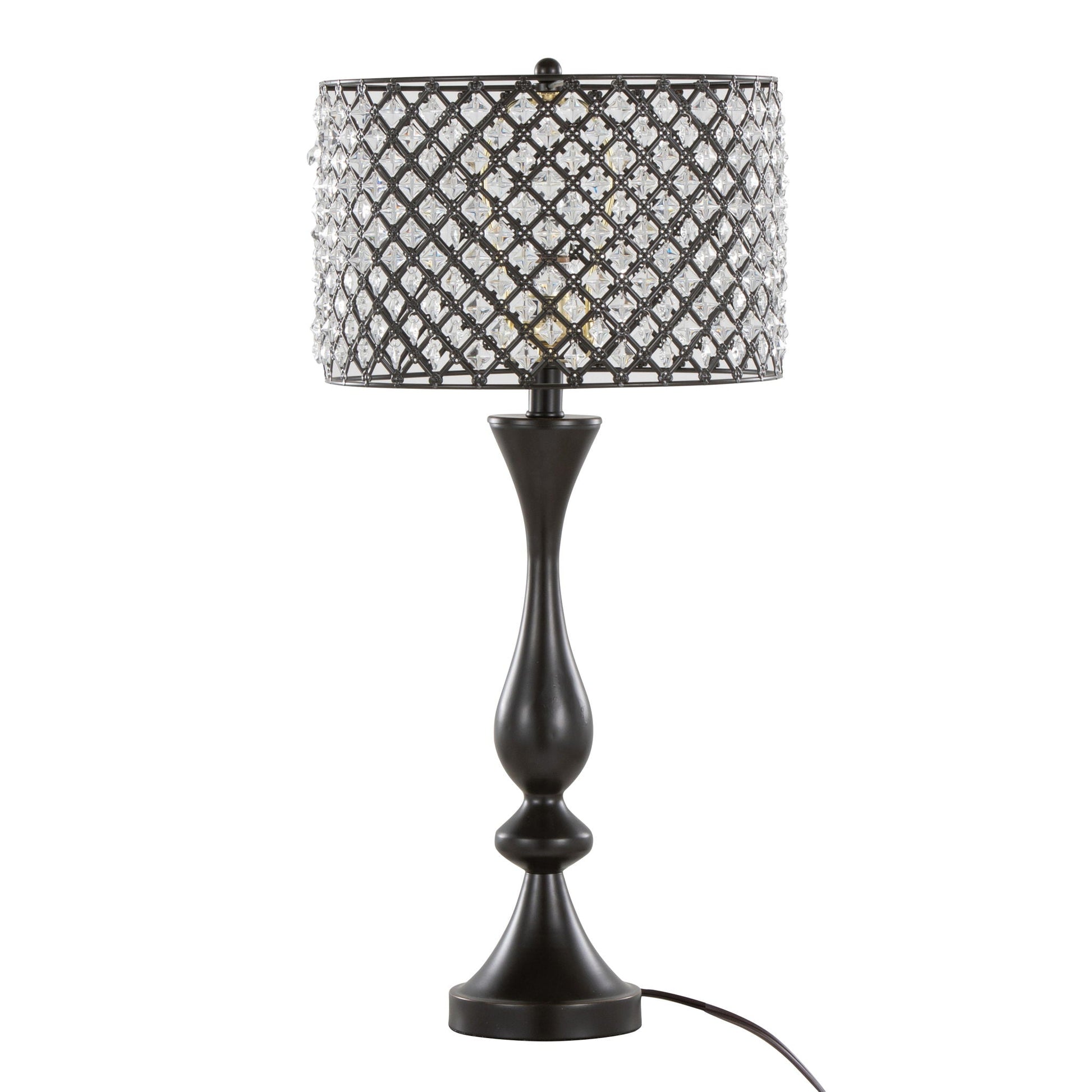 Topaz Contemporary Table Lamp by HouseOfZazla with black metal base and lattice shade on Tampa Home & Garden Store