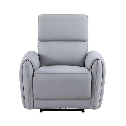 Jeromie gray power motion recliner with USB port, padded headrest and arms on Tampa Home & Garden Store