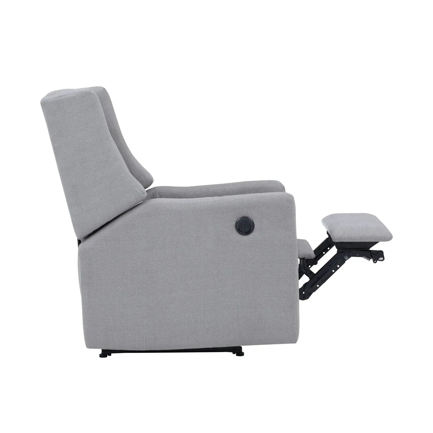 Pronto Power Recliner in grey fabric with extended footrest and side control on Tampa Home & Garden Store