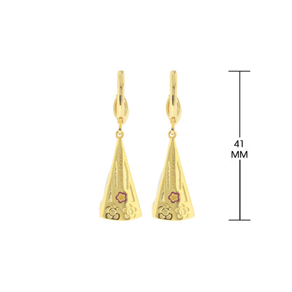 Lauren G Adams Triplet Earrings pair with gold-tone triangular pendants and floral accents 41mm on Tampa Home & Garden Store