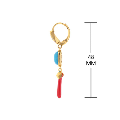 Pretty Little Things Coral Earrings gold hoop with turquoise bead by Lauren G Adams on Tampa Home & Garden Store