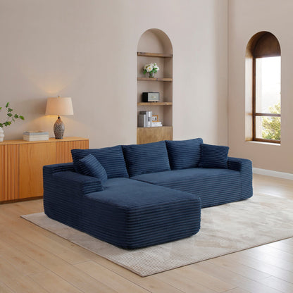 105'' modular sectional sofa with deep seats and chaise in navy blue fabric by HouseOfZazla on Tampa Home & Garden Store