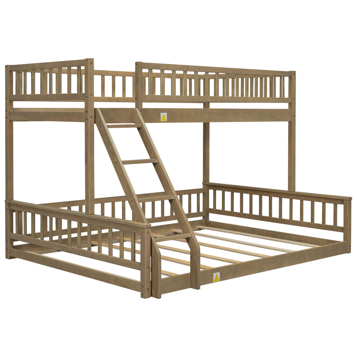 Bunk bed by HouseOfZazla with ladder and guardrails in natural wood finish on Tampa Home & Garden Store