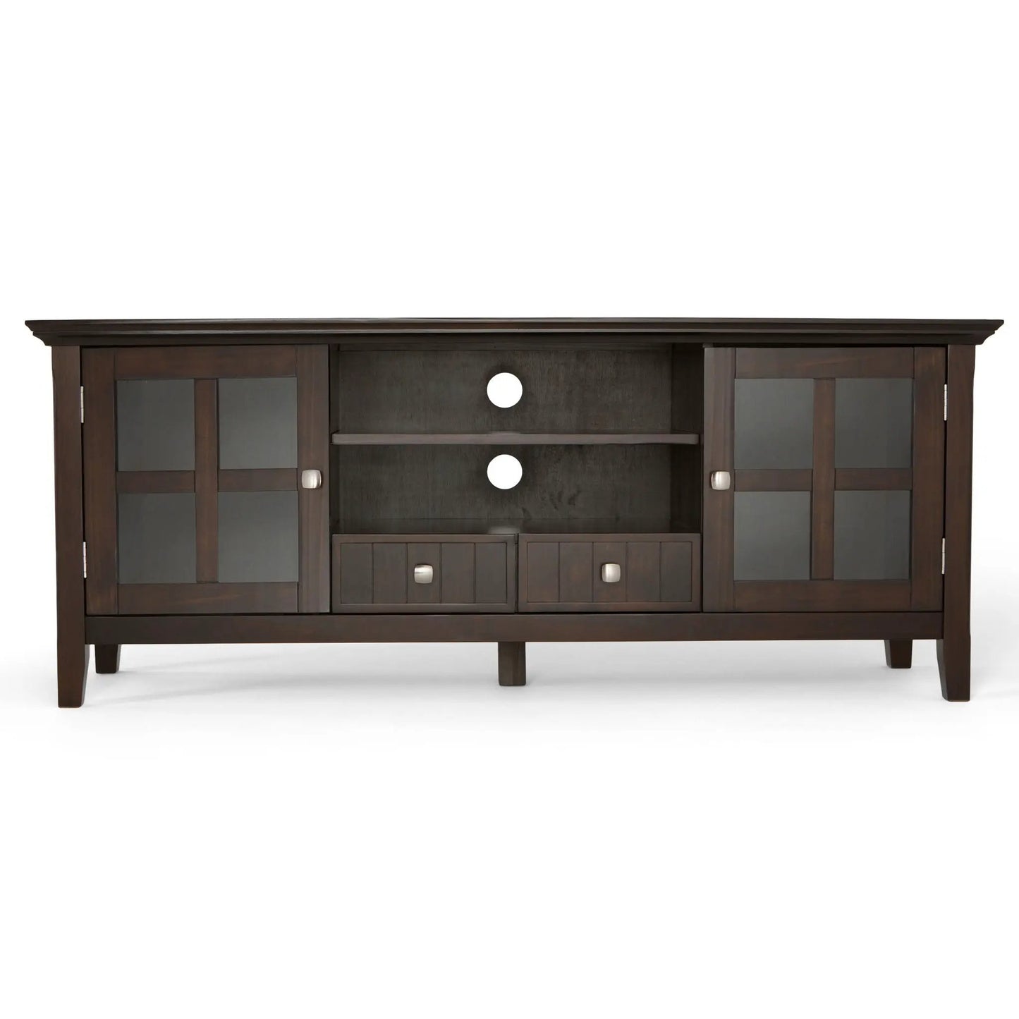 Acadian Media Stand with Glass Doors and Drawers