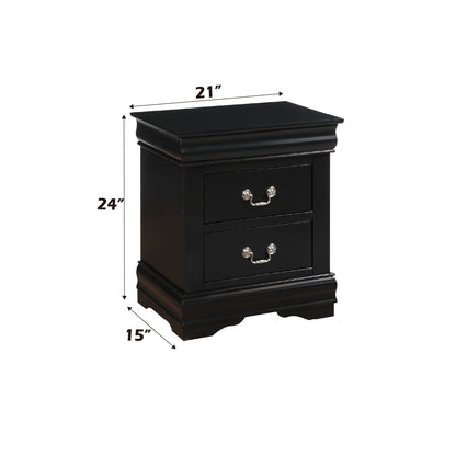 Louis Philippe Accent Nightstand black wood with silver pulls, 3-drawer by HouseOfZazla on Tampa Home & Garden Store
