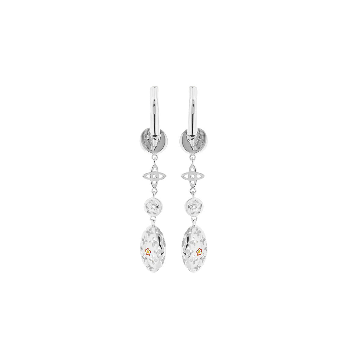Tic Tac Earrings by Lauren G Adams silver-tone dangling earrings with discs and floral charms on Tampa Home & Garden Store