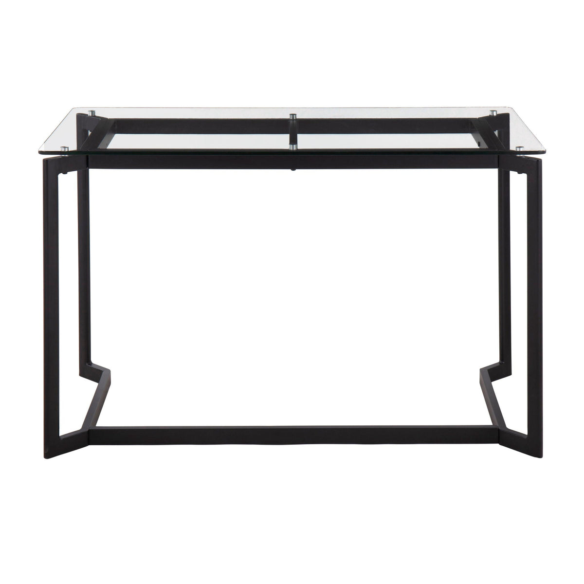 Modern Office Desk by HouseOfZazla with clear tempered glass top and black metal frame on Tampa Home & Garden Store