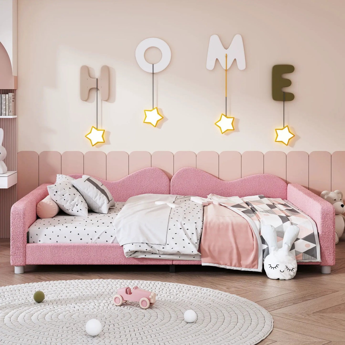Upholstered Daybed With Sherpa Fabric Sofabed