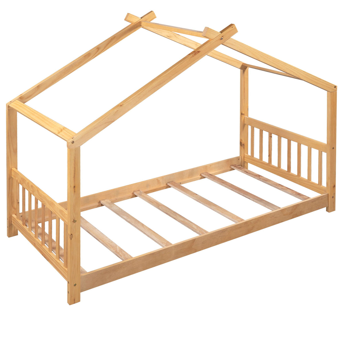 House Platform Bed With Headboard And Footboard, Roof Design in light wood by HouseOfZazla on Tampa Home & Garden Store