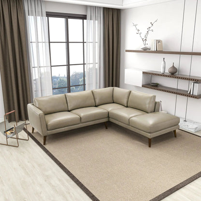 Benson sectional sofa with chaise beige leather, stationary sectional by Unique Piece Furniture on Tampa Home & Garden Store