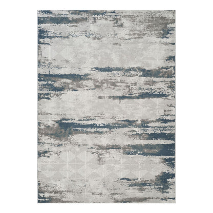 Elegant Gray and Ivory Geometric Area Rug by HouseOfZazla with square-line motif on Tampa Home & Garden Store
