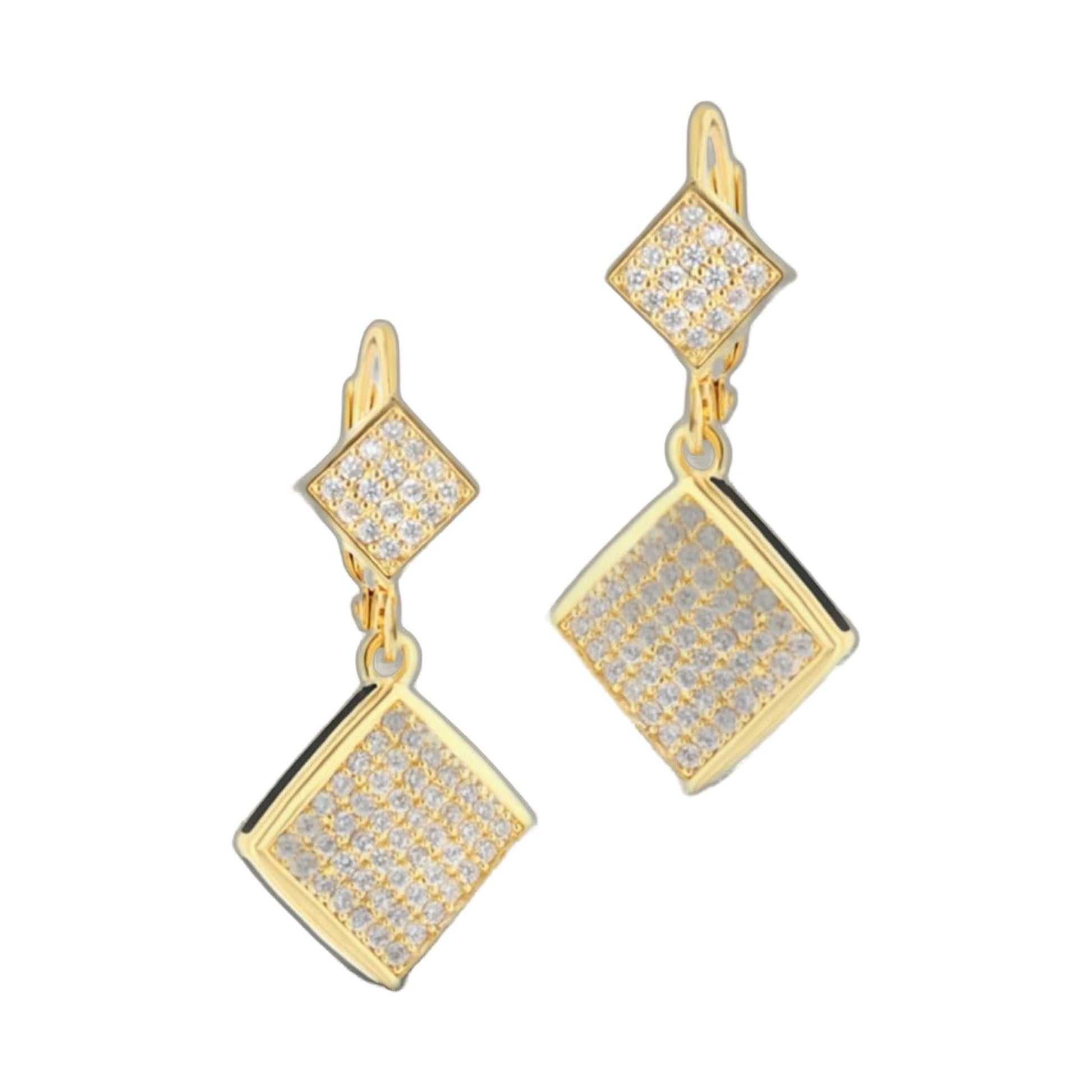 Fierce Edge Dangle Earrings gold-tone with square pave crystal panels by Lauren G Adams on Tampa Home & Garden Store