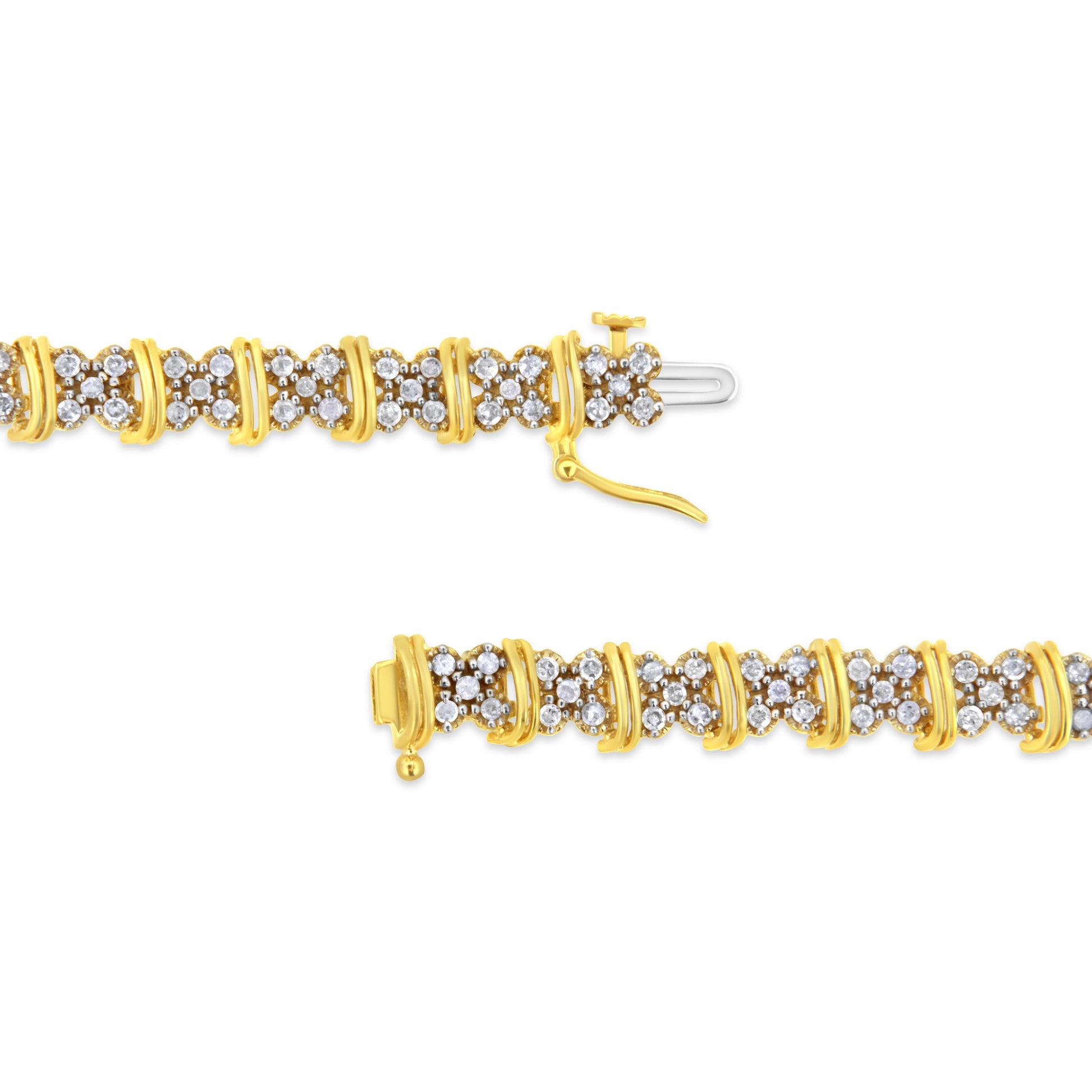 Bracelet, gold plated .925 sterling silver, 2.0 cttw diamonds, X-shaped link, 7in on Tampa Home & Garden Store